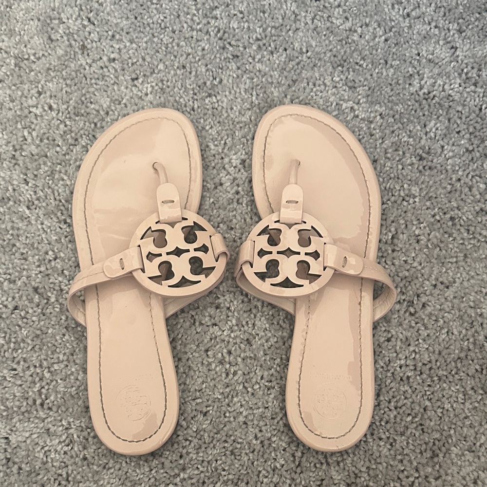 Tory Burch Miller Sandal in Sea Shell Pink Latent Leather